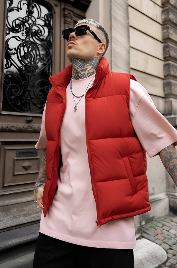 Z-A-R-A Puffer Jacket (Half Sleeves) - Red